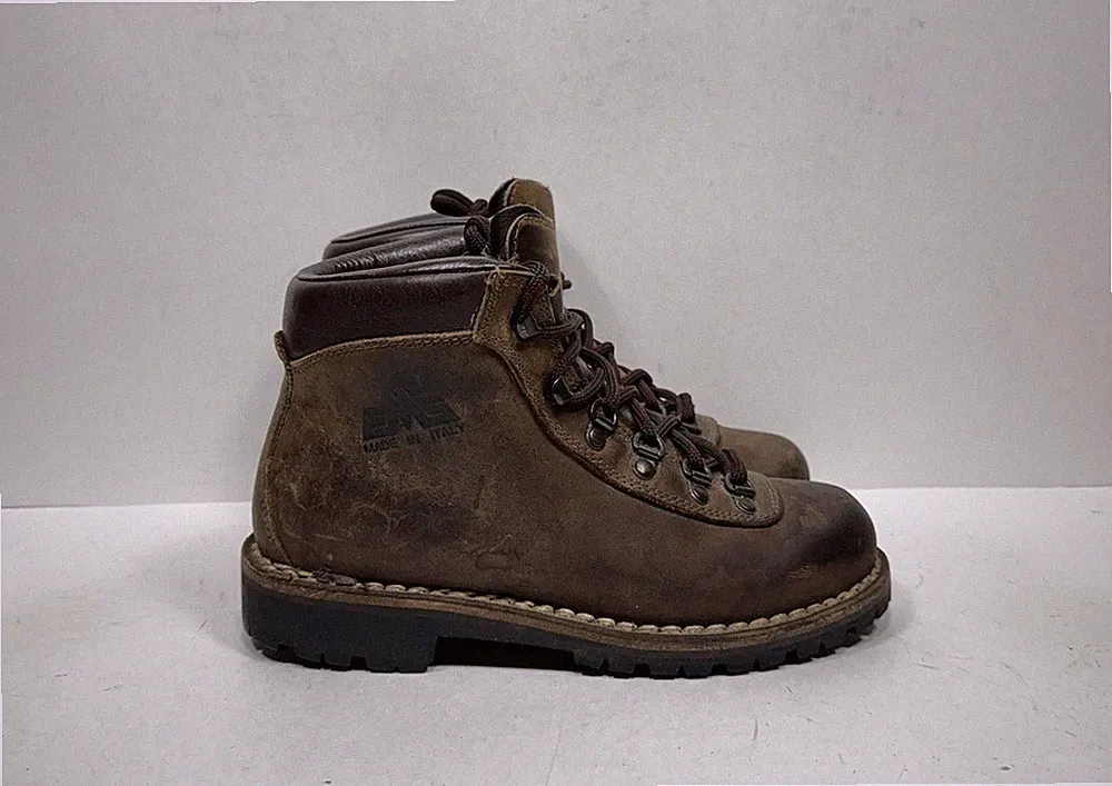 Vintage EMS Brown Leather Hiking Mountaineering Boots Women’s Size 7 Italy